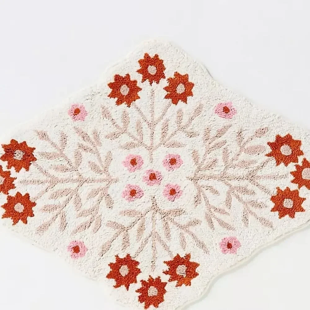 Anthropologie Ellen Merchant Tufted Floral Cotton Bath Mat NEW